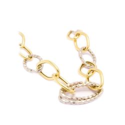 Pulseira Elos Martelados Bicolor em Ouro 18 Kilates - 22903